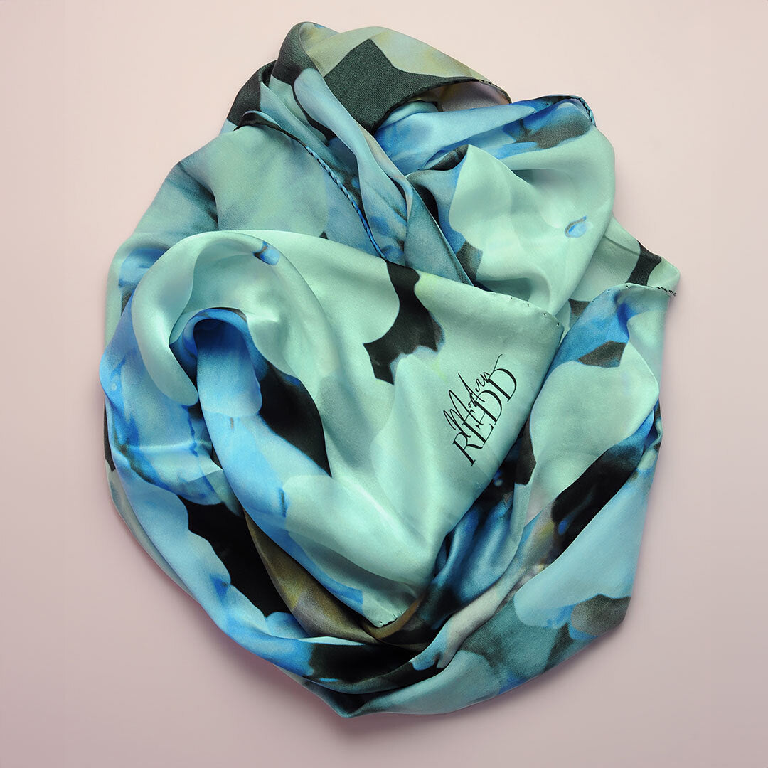 Modern Redd Irene & Me Floral Scarf Shades Of Blue