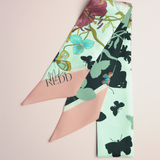 Haute Redd Flowers & Butterflies Silk Twilly Scarf