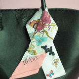 Haute Redd Flowers & Butterflies Silk Twilly Scarf