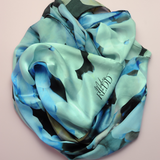 Irene & Me Shades of Blue Floral Silk Scarf