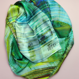 Girlean Modish Redd Blue & Green Abstract Silk Scarf