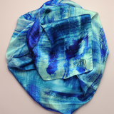 Girlean Modish Redd Blue Sea Abstract Silk Scarf