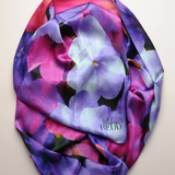 Irene & Me Floral Shades Of Purple Floral Silk Scarf