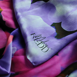 Irene & Me Floral Shades Of Purple Floral Silk Scarf