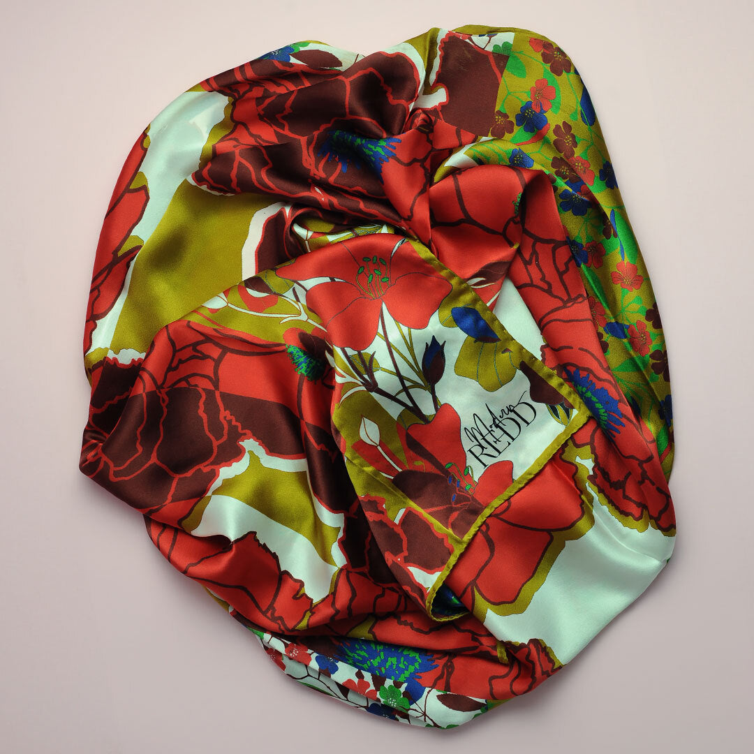 Modern Redd Diane Culture Redd Floral Scarf Gold/Red/White