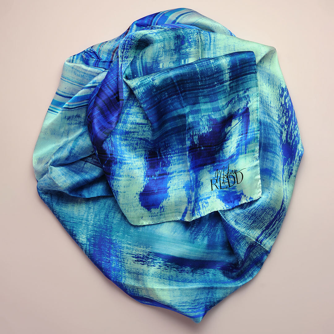 Modern Redd Girlean Modish Redd Abstract Scarf Blue Sea