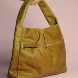 Simply Redd Caramel Brown Leather Hobo Bag