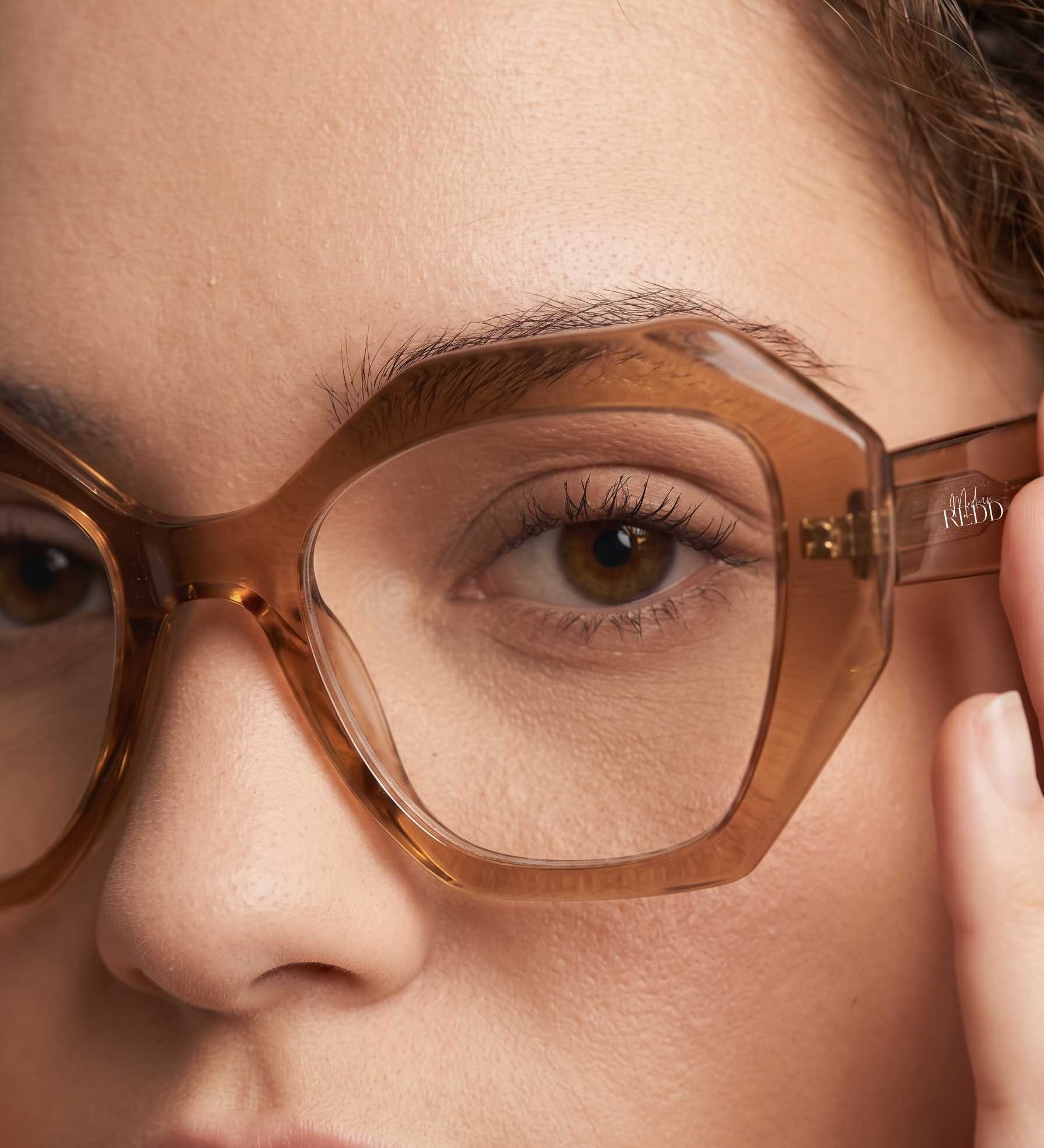 Monarch Redd Dot Oversized Transparent Light Brown Frames