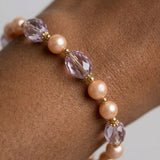Purple Freshwater Pearl Beaded Crystal Bracelet