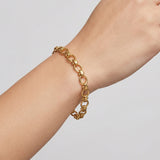Stainless Steel Gold Oval Link Bracelet