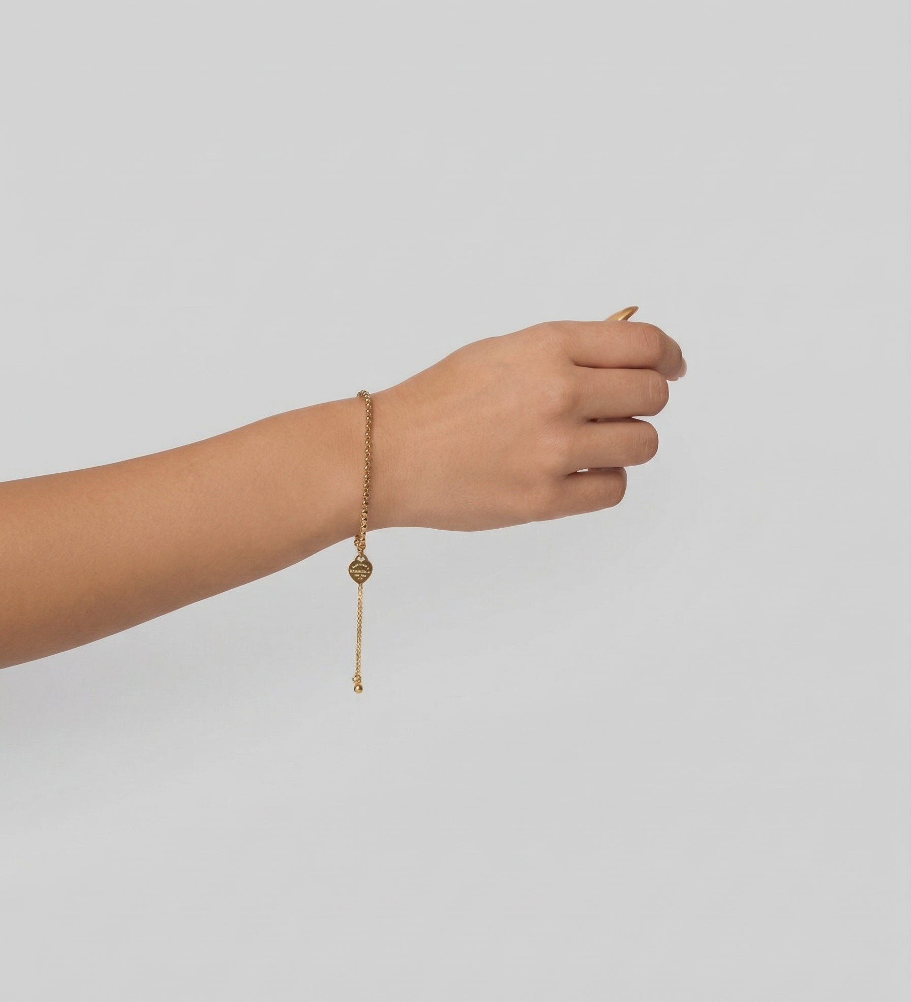 Stainless Steel Slider Style Minimalist Gold Heart Bracelet