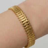 Geometric Modern Wave Inspired Stainless Steel Gold Bangle Bracelet
