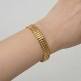 Geometric Modern Wave Inspired Stainless Steel Gold Bangle Bracelet