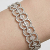 Geometric Intricate Vintage Lace Inspired Stainless Steel White Gold Bangle Bracelet
