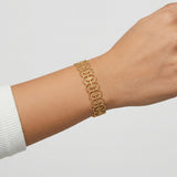 Geometric Intricate Vintage Lace Inspired Stainless Steel Gold Bangle Bracelet