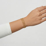 Geometric Intricate Vintage Lace Inspired Stainless Steel Gold Bangle Bracelet