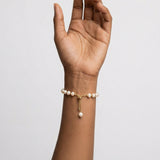 Gold White Freshwater Pearl Copper Bracelet