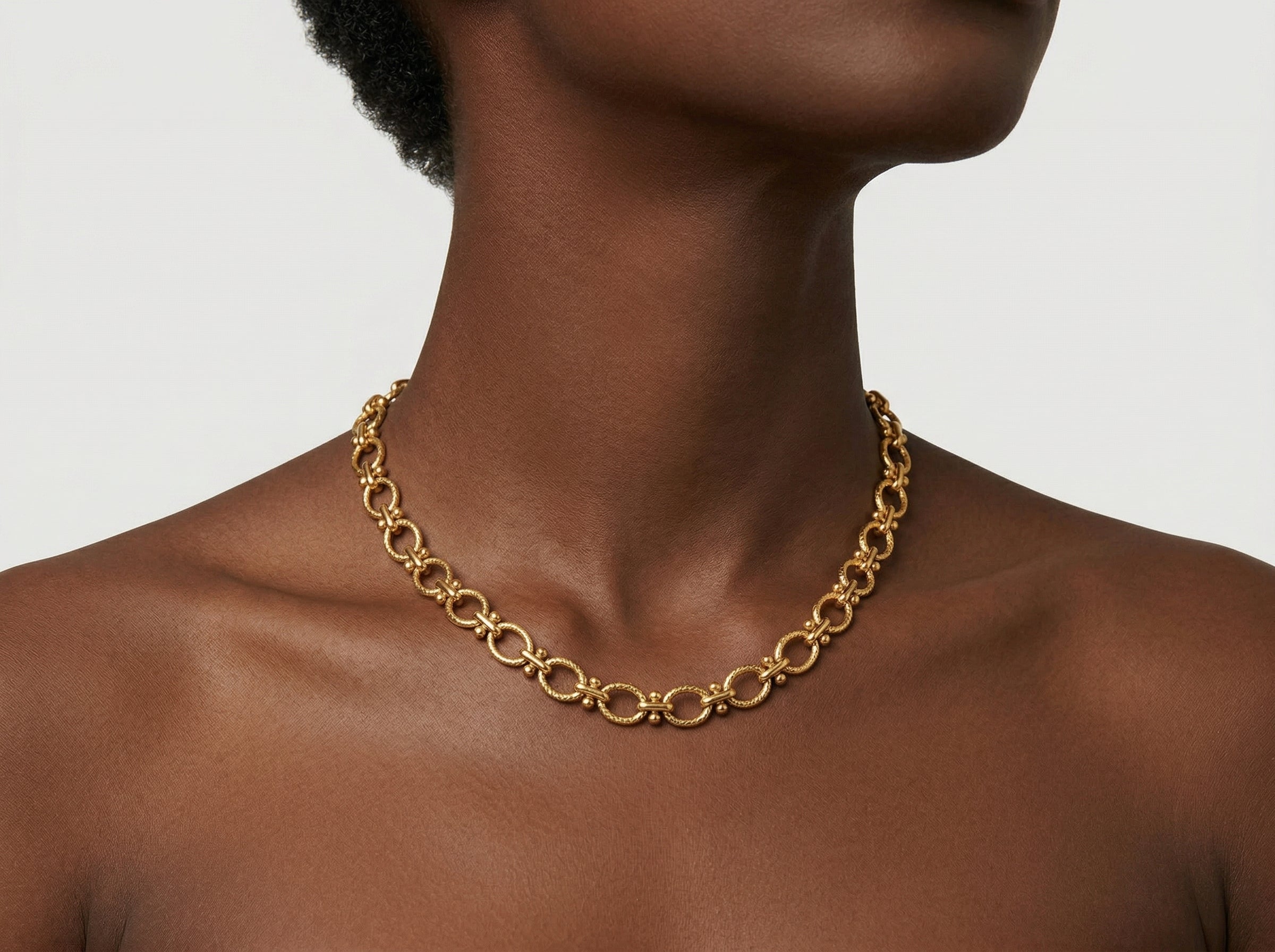 Stainless Steel Double Layered Pendant Gold Necklace