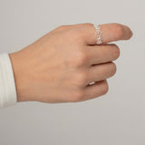 Sterling Silver Flower 18K White Gold Flower Open Ring
