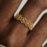 Sterling Silver Flower 18K Gold Flower Open Ring