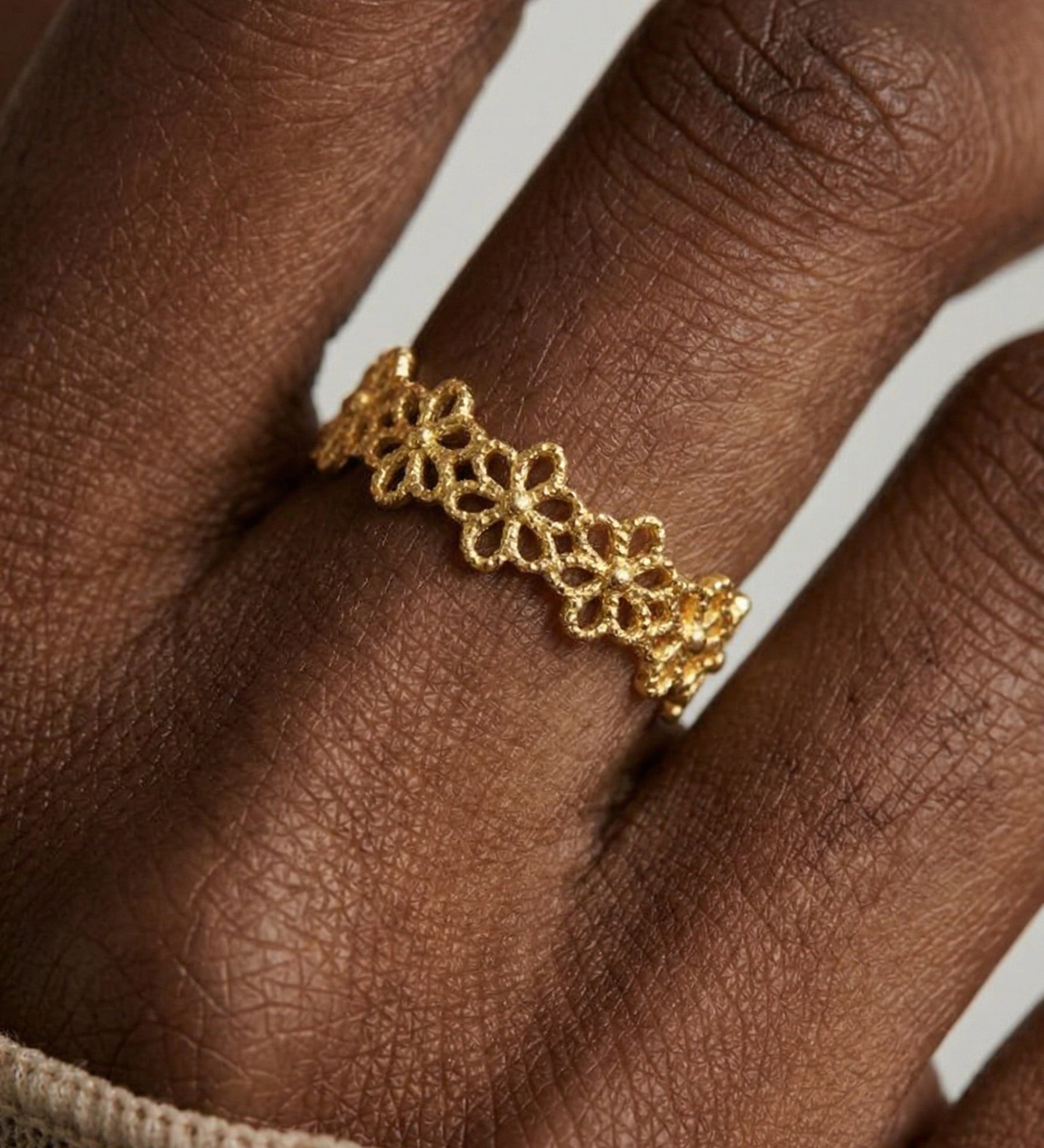 Sterling Silver Flower 18K Gold Flower Open Ring