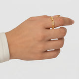 Sterling Silver Geometric Splicing Zircon Gold Open Ring