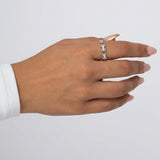 Sterling Silver Geometric Splicing Zircon Platinum Open Ring
