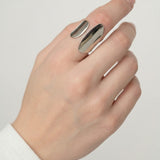 Stainless Steel Geometric Minimalist White Gold Open Ring