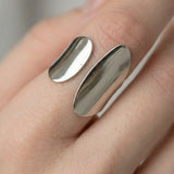 Stainless Steel Geometric Minimalist White Gold Open Ring