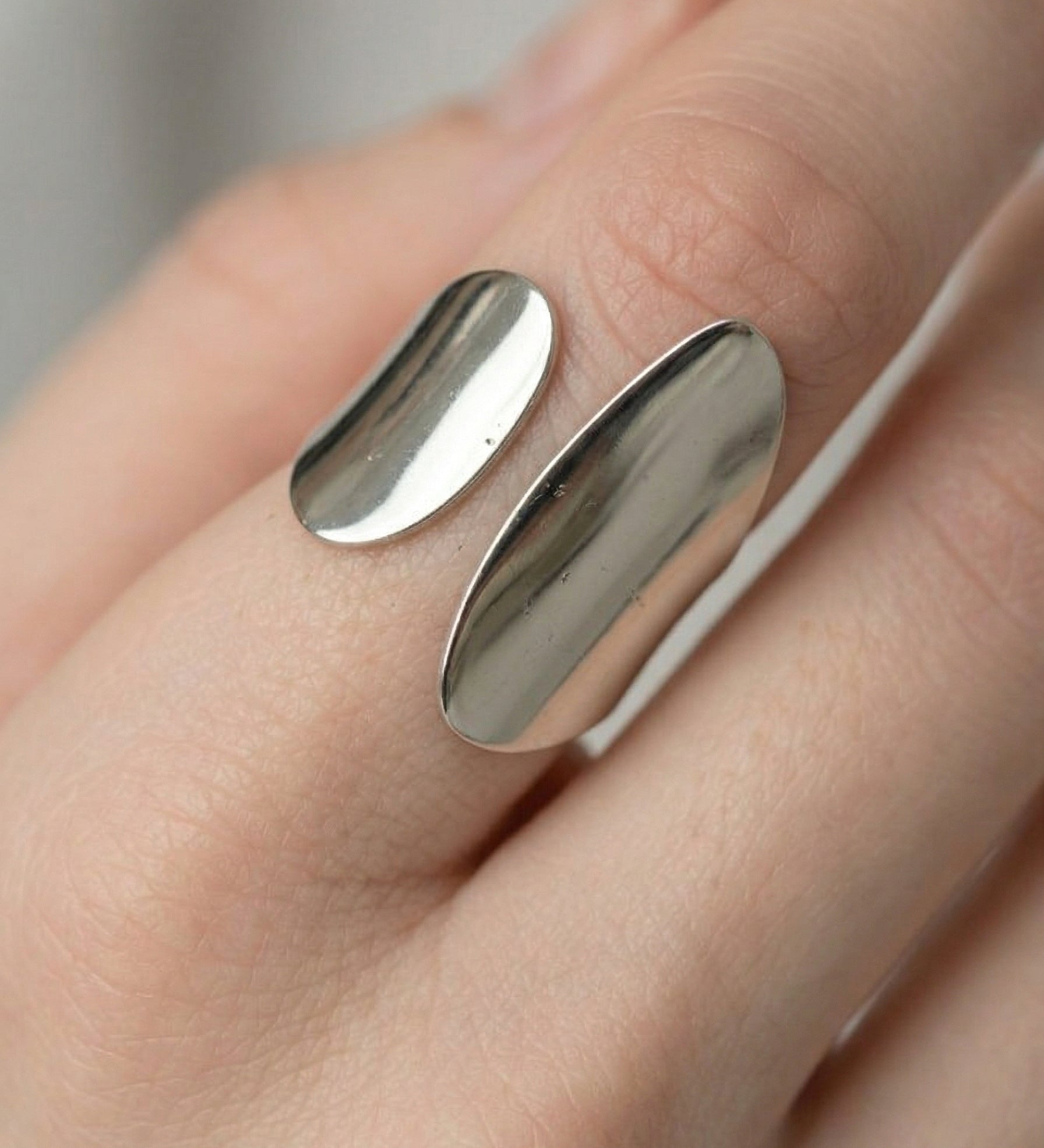 Stainless Steel Geometric Minimalist White Gold Open Ring