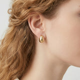 Sterling Silver Bean Stud Earrings - 18K Yellow Gold Plated