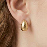 Sterling Silver Bean Stud Earrings - 18K Yellow Gold Plated
