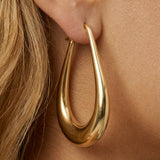 Stainless Steel Gold Oval Hoops