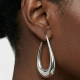 Stainless Steel Silver Oval Hoops