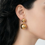 Stainless Steel Large Gold Double Ball Earrings