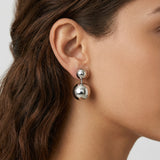 Stainless Steel Large SIlver Double Ball Earrings