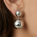 Stainless Steel Large SIlver Double Ball Earrings