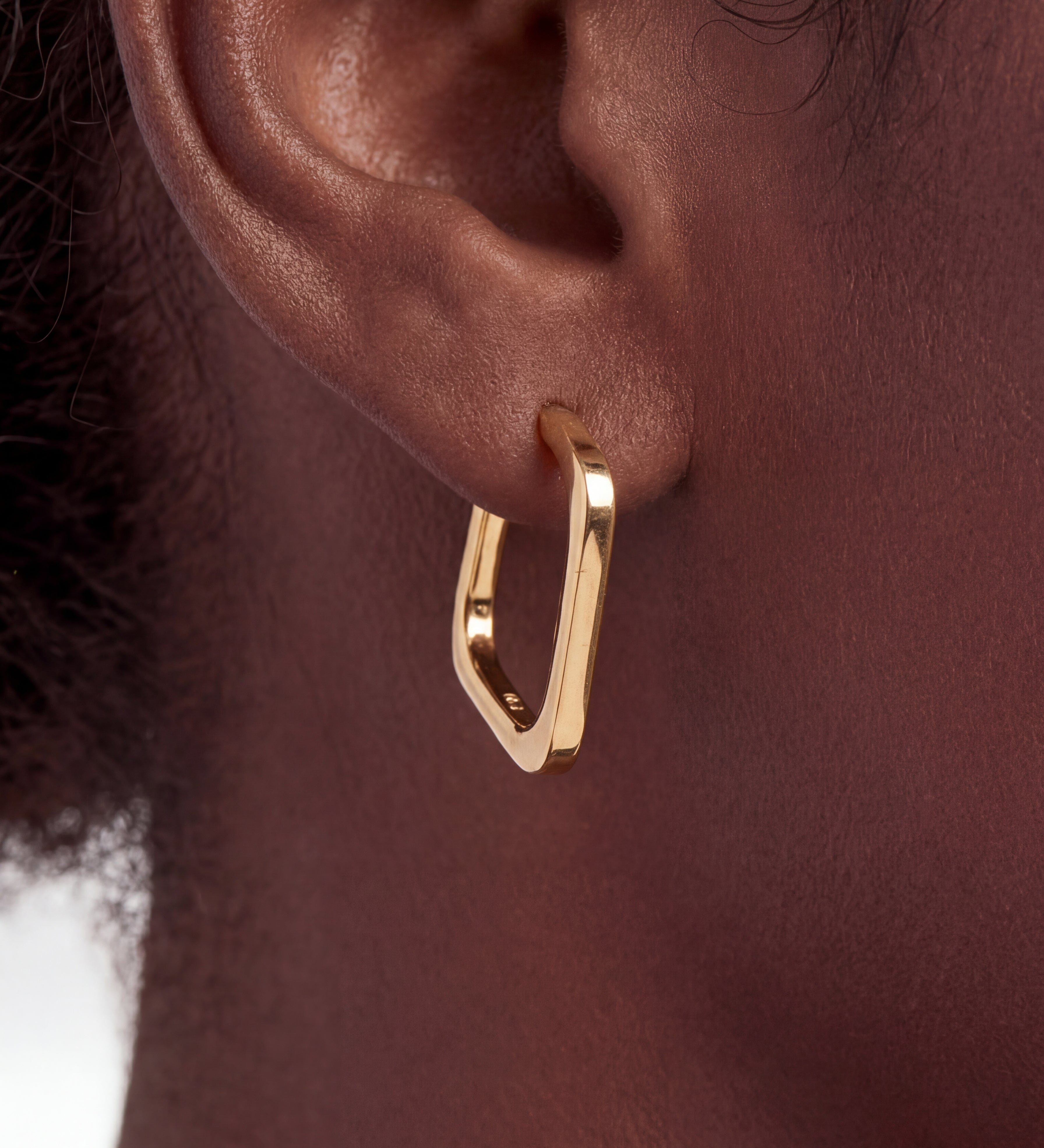 Stainless Steel Square Hoop Earrings Yellow Gold