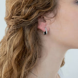 Sterling Silver Geometric Vintage Huggie Earring - White Gold - Handbag shape