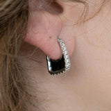 Sterling Silver Geometric Vintage Huggie Earring - White Gold - Handbag shape