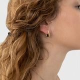 Sterling Silver Geometric Vintage Huggie Earring - Yellow Gold - Handbag shape