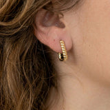 Sterling Silver Geometric Vintage Huggie Earring - Yellow Gold - Handbag shape