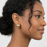 Titanium Steel Large Crescent Shape Earrings - Yellow Gold