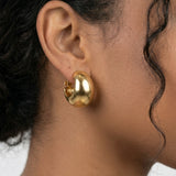 Titanium Steel Large Crescent Shape Earrings - Yellow Gold