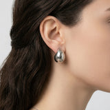 Titanium Steel Large Crescent Shape Earrings - White Gold