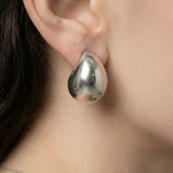 Titanium Steel Large Crescent Shape Earrings - White Gold