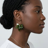 Jade Green Retro Flower Drop Sterling Silver Earring