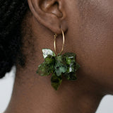 Jade Green Retro Flower Drop Sterling Silver Earring