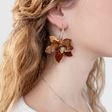 Coffee Retro Flower Drop Sterling Silver Earring