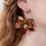Coffee Retro Flower Drop Sterling Silver Earring